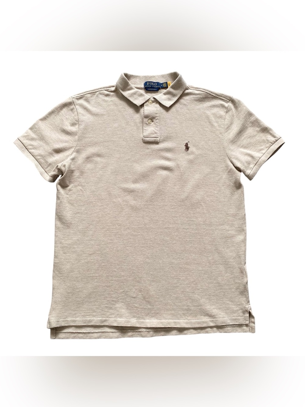 Polo Ralph Lauren Mens Custom Slim Fit Mesh Polo Shirt Expedition Dune Heather M